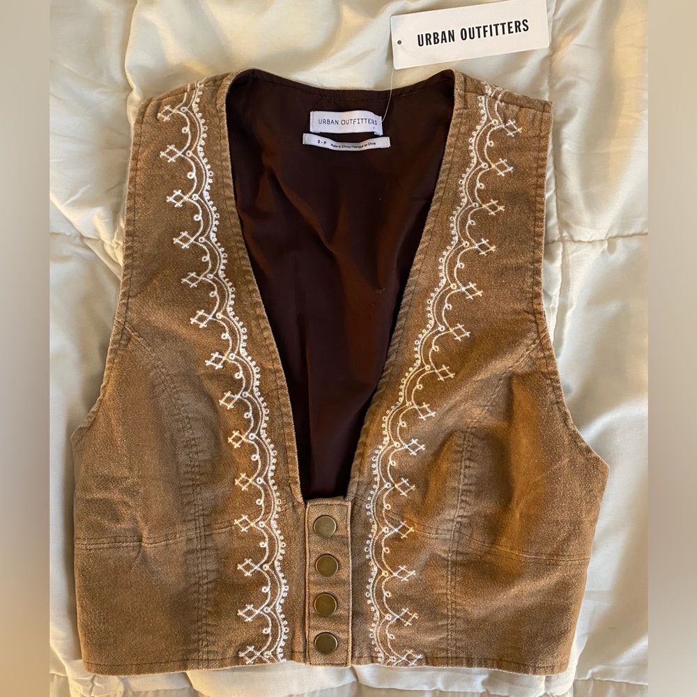 Urban Outfitters Brown Snap Vest